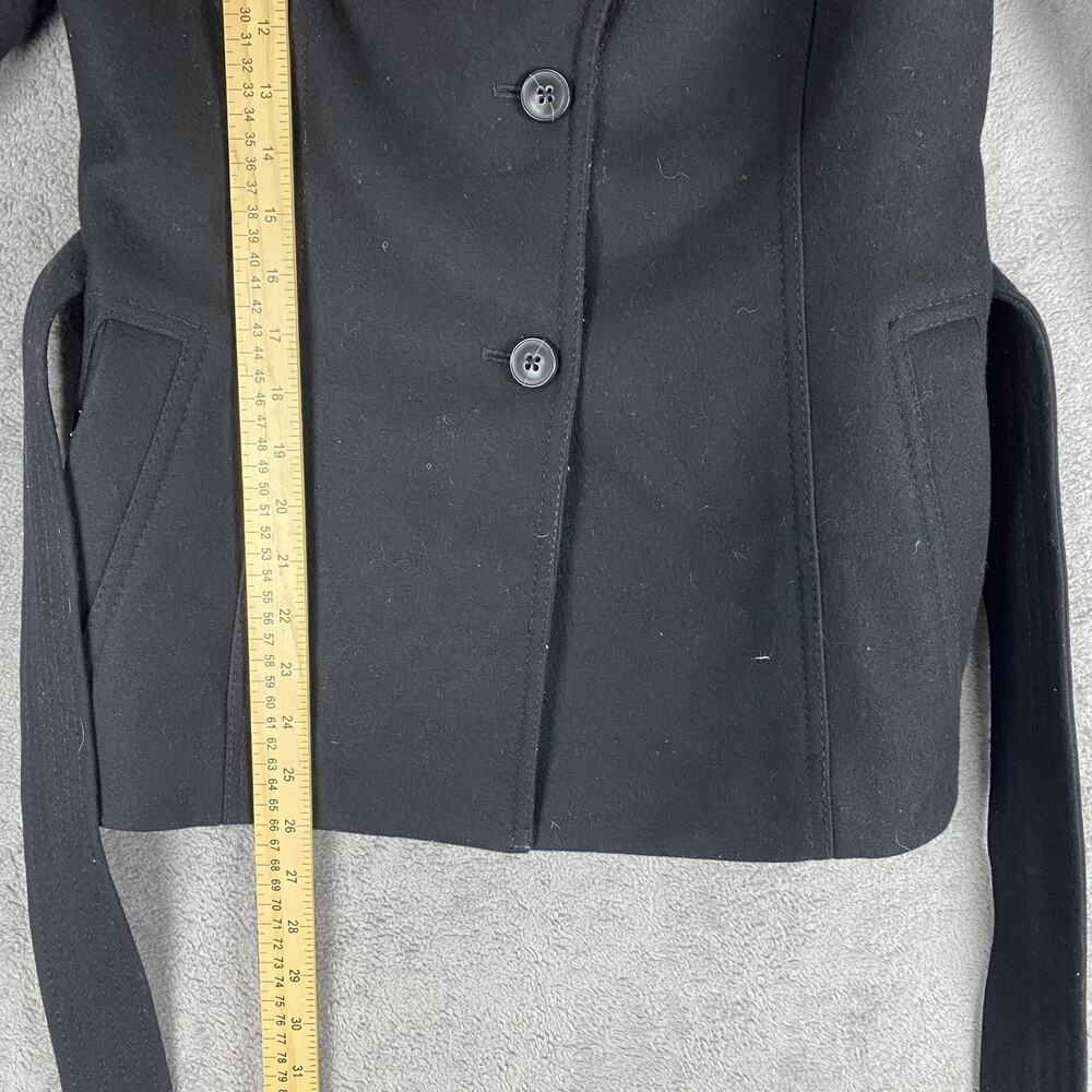 Banana Republic Coat Womens 4 Black Wool Blend Belted Double Breasted Nova Fides - Picture 15 of 16
